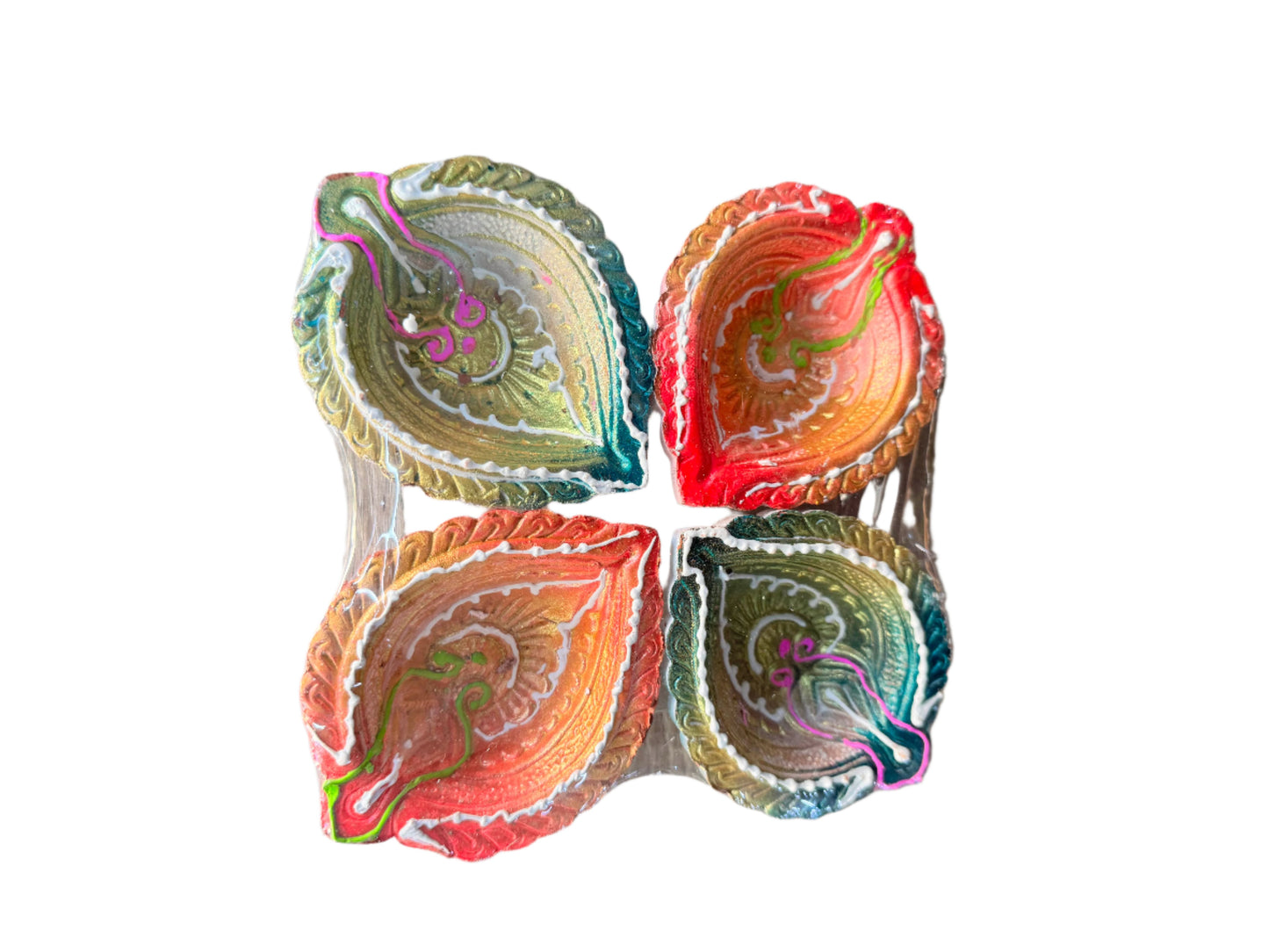 Premium Fancy Colorful Diya(Pack of 4)