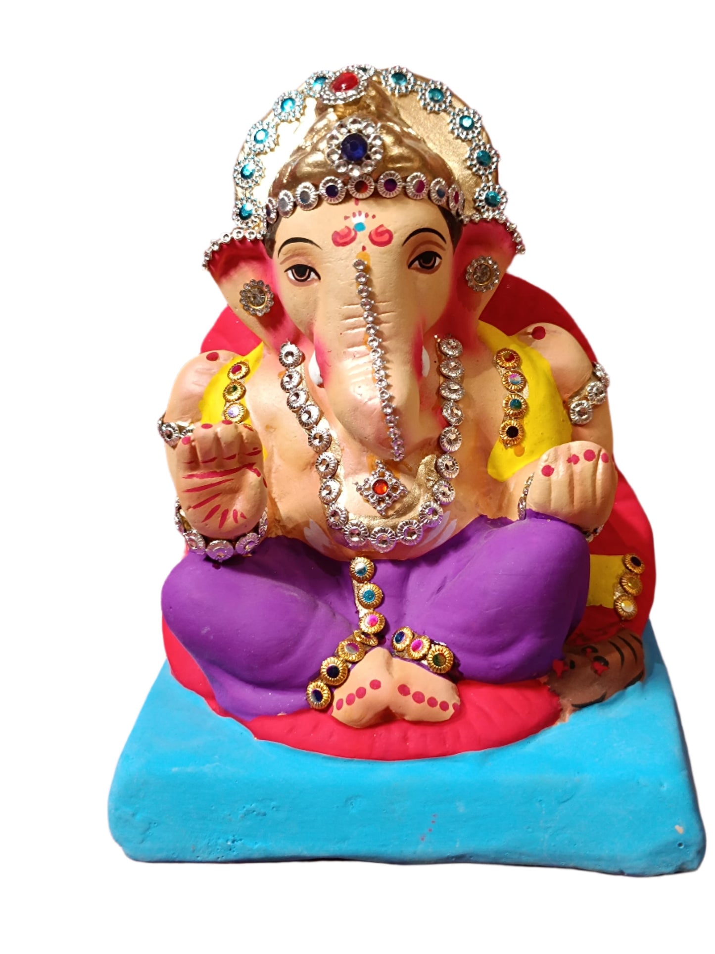 Ganesh Idol 6"  Home Visarjan Kacchi Mitti Ganesh (Eco Friendly -18) (Diamond)