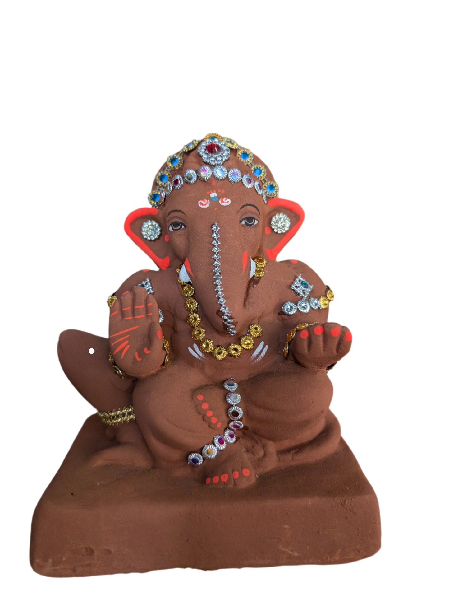 Ganesh Idol 6"  Home Visarjan Kacchi Mitti Ganesh (Eco Friendly -25) (Diamond)