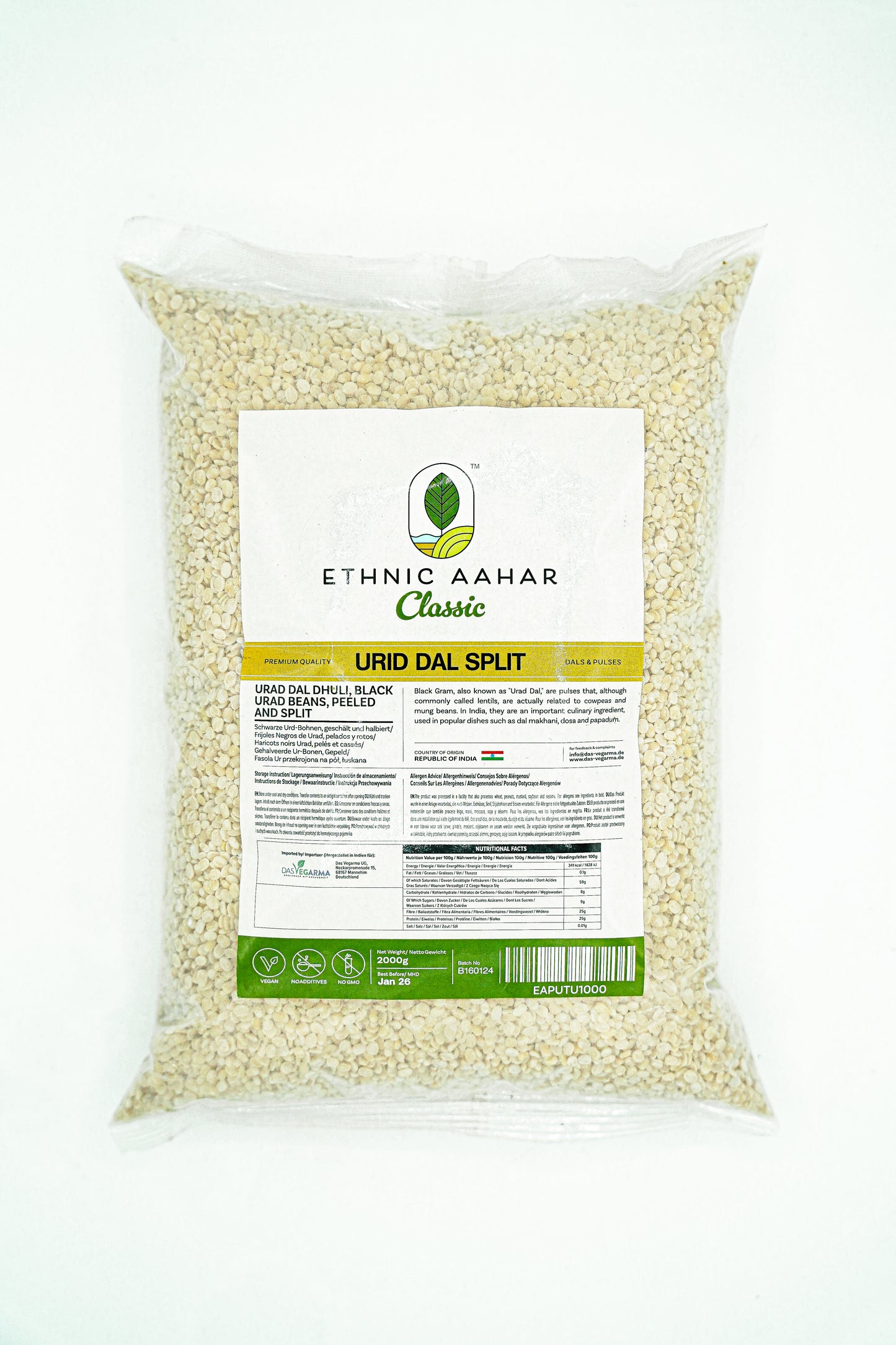 Ethnic Aahar Urid Dal (White) 2kg