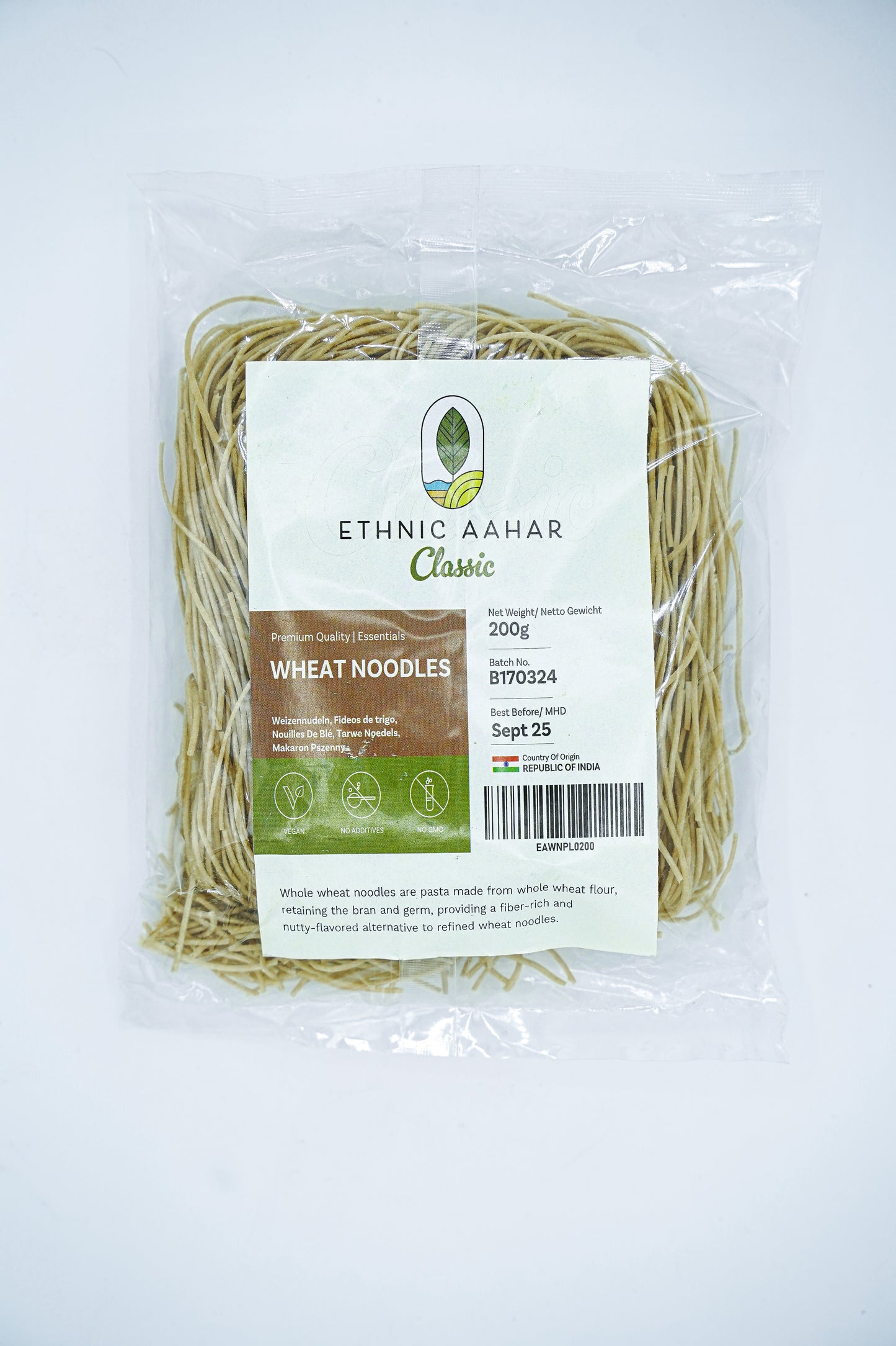 Ethnic Aahar Noodles (Whole Wheat) 200gm