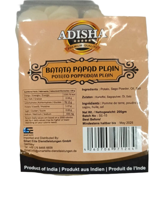 Adisha Potato Plain Papad 200gm