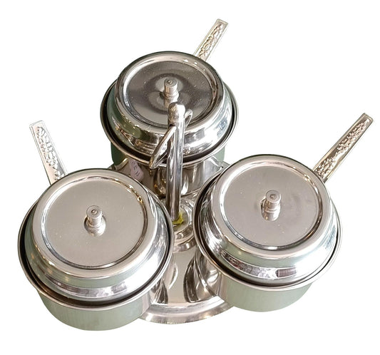 Steel Pickle Pot With Spoon(3 in 1)