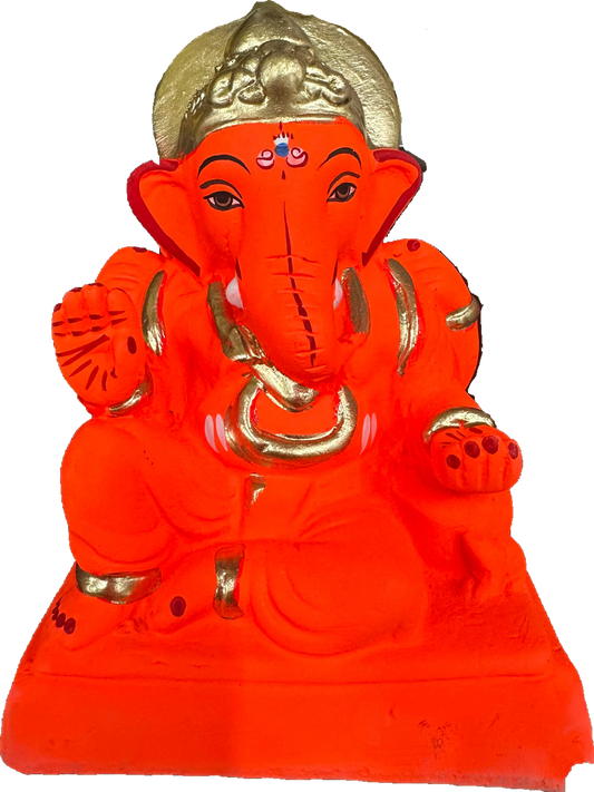 Ganesh Idol 6"  Home Visarjan Kacchi Mitti Ganesh (Eco Friendly -52) (COLOURED)