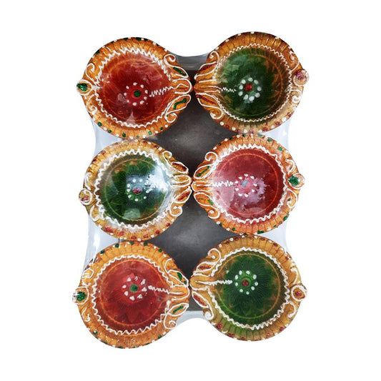 Premium Colorful Diya (Pack of 6)