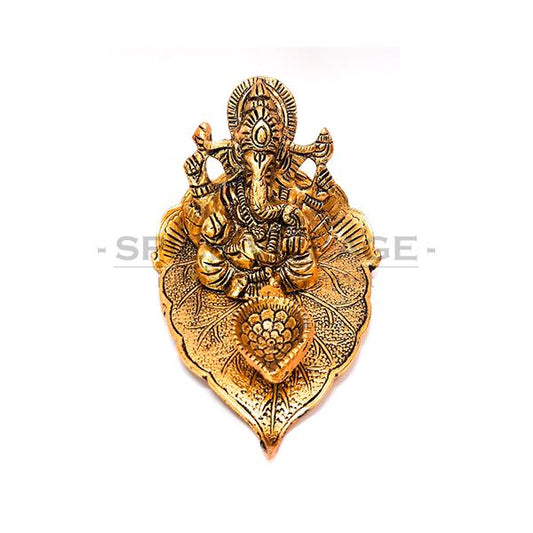 Ganeshji Statue (Sitting on Leaf) (Murti)