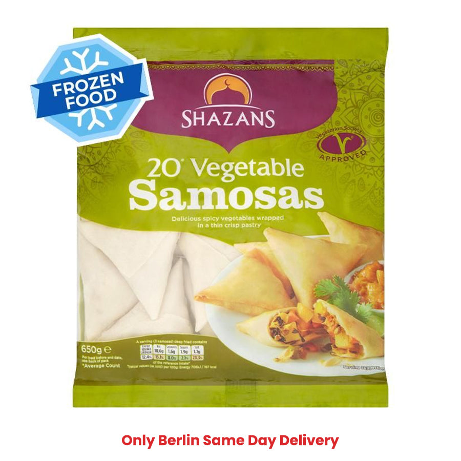 Frozen Shazans Vegetable Samosa (20 pcs) 650gm - Only Berlin Same Day Delivery